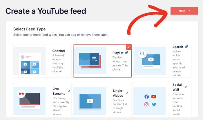 select your youtube feed type