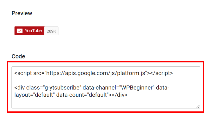 copy youtube button embed code