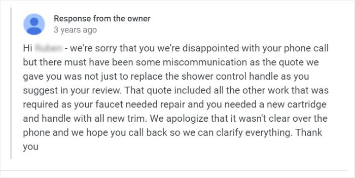 response for mistaken customer
