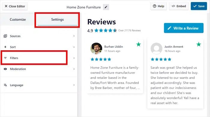 open settings trustpilot reviews