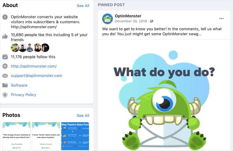 optinmonster facebook page example