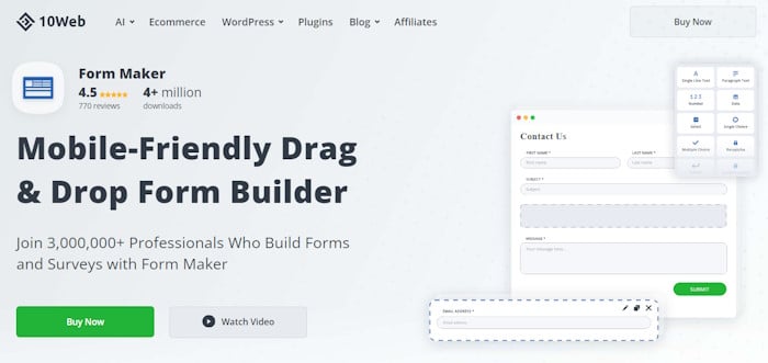 10web form builder for wordpress