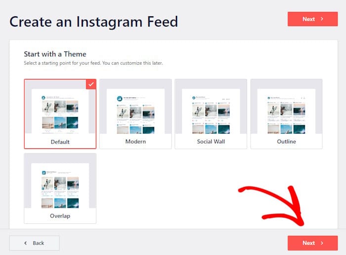 select theme instagram feed