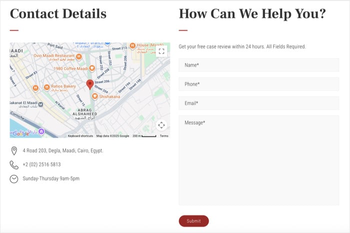 example of contact form on website