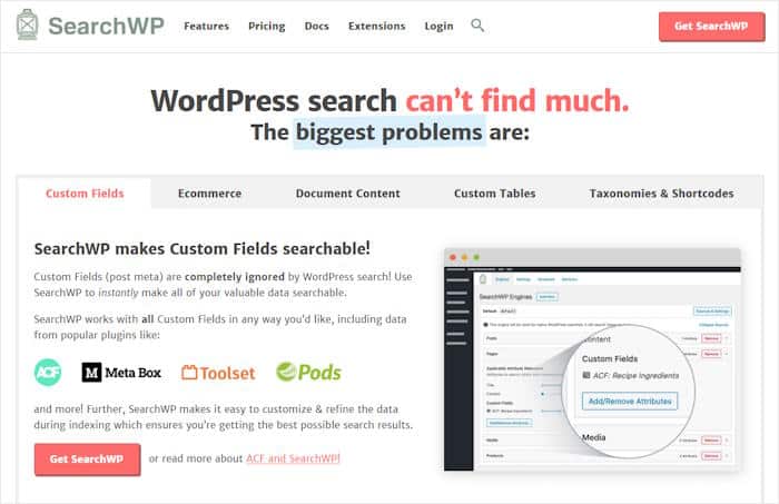 searchwp plugin homepage