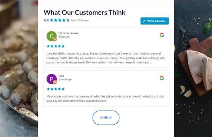 example google reviews widget on divi