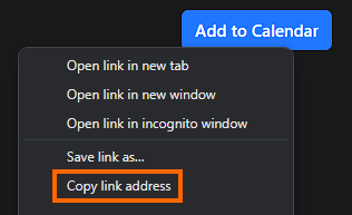 Right click Add to Calendar and click Copy link address