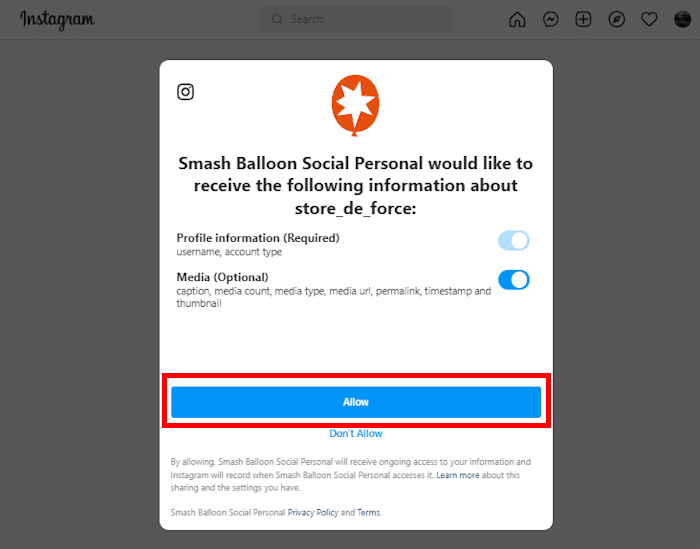 allow access to your instagram