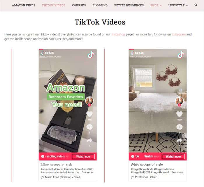 exampe of tiktok video feed