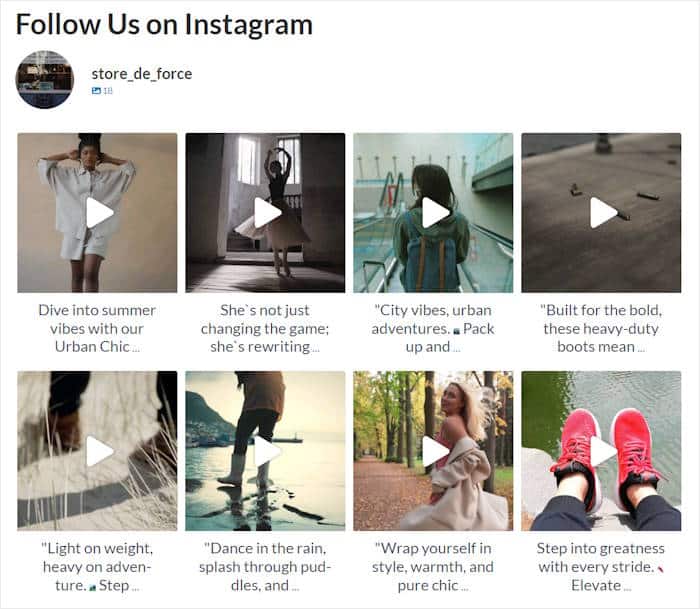 example instagram reels on site