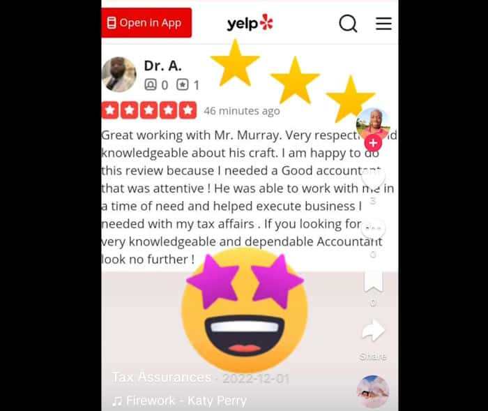 example of yelp review embed