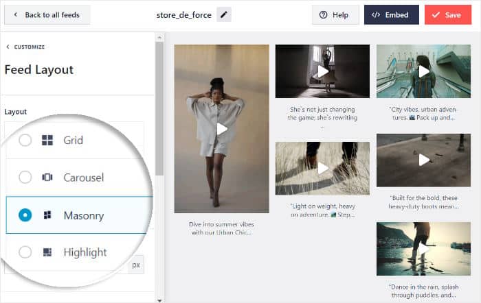 embed instagram feed free using visual customizer