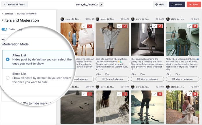 moderate your instagram widget