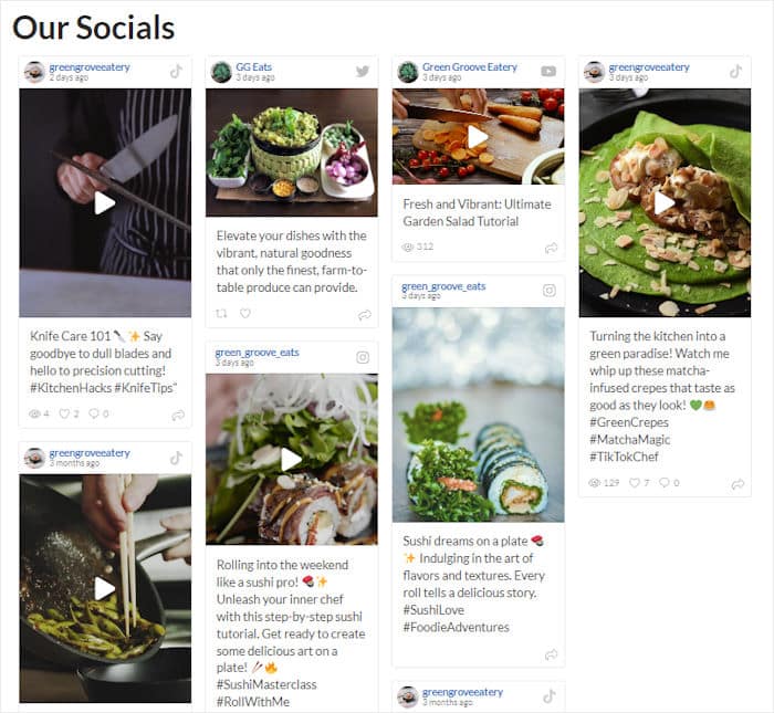 example of social wall on your site