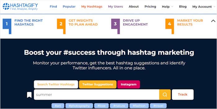 hashtagify tool for twitter