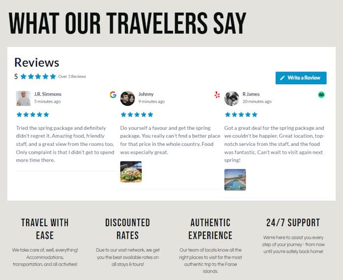 example of a reviews feed in carousel layout