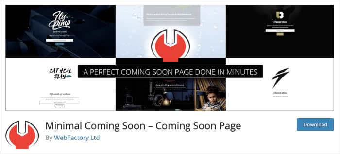 minimal coming soon page plugin