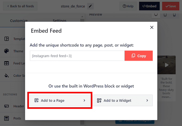 add instagram video feed to page