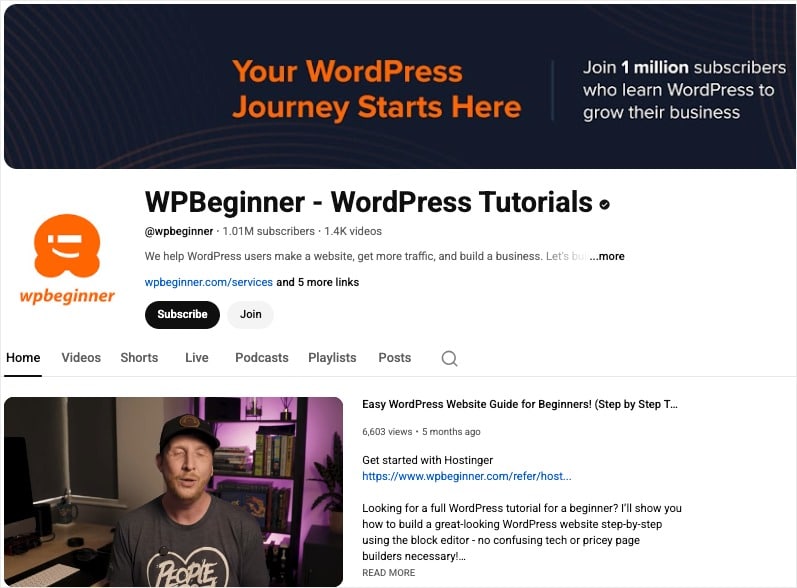 youtube marketing example wpbeginner