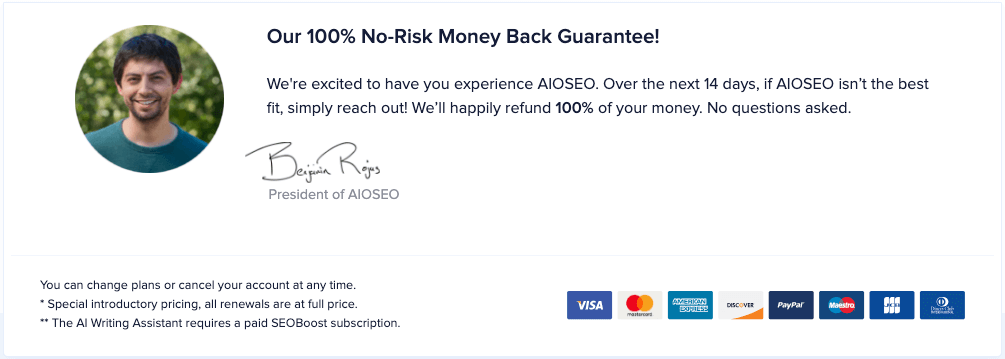 moneyback guarantee for aioseo - Smash Balloon