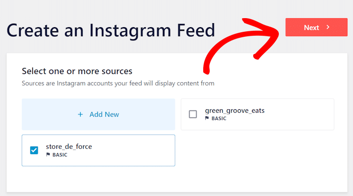 select source for instagram plugin