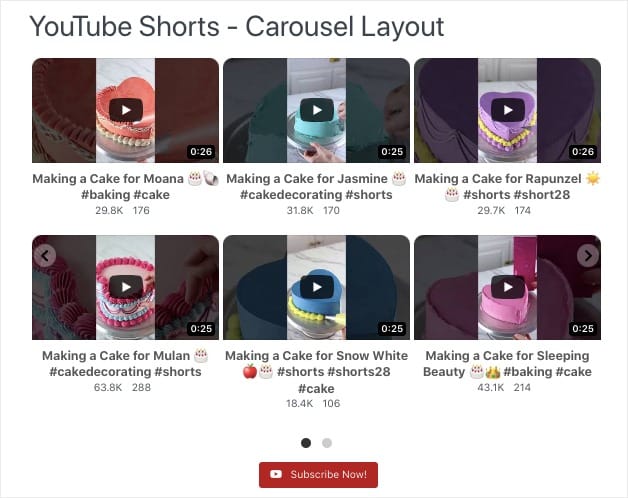 example of youtube shorts on website