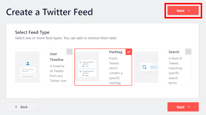 select hashtag feed option twitter