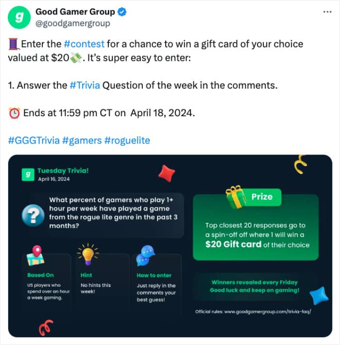 example of a trivia contest on twitter