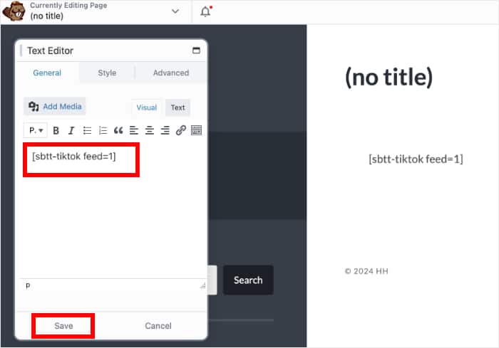 add tiktok feed to text editor block