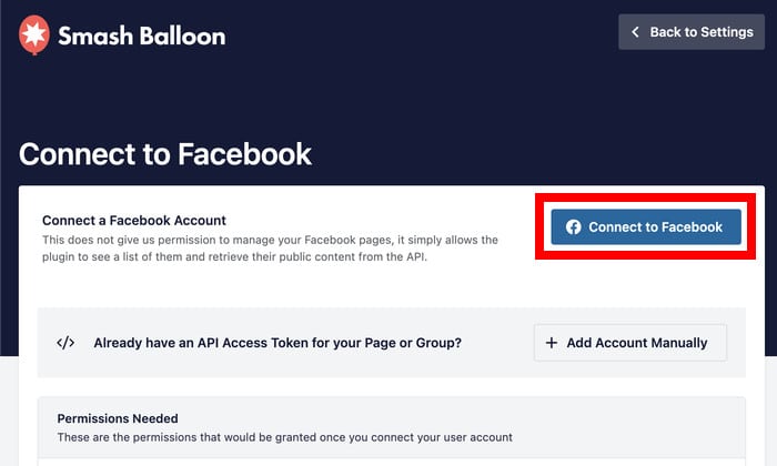 connect to your facebook account