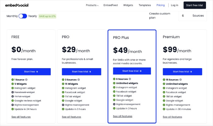 embedsocial pricing options