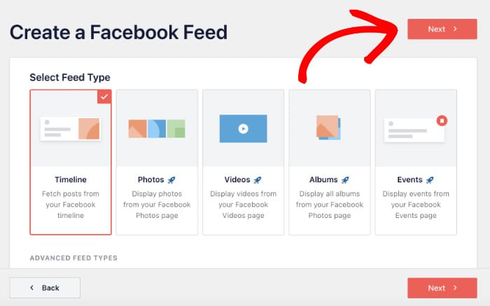 select your facebok feed type