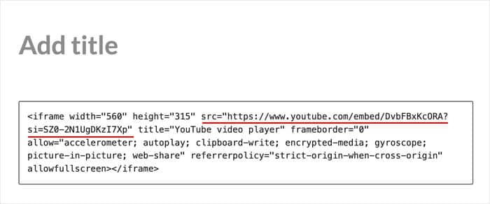 src attribute on a youtube embed code