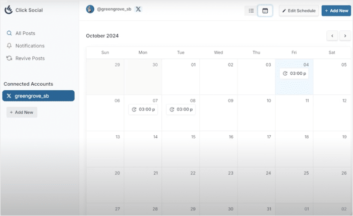 clicksocial scheduling calendar