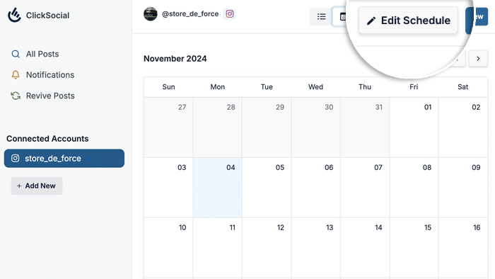 edit your schedule clicksocial instagram