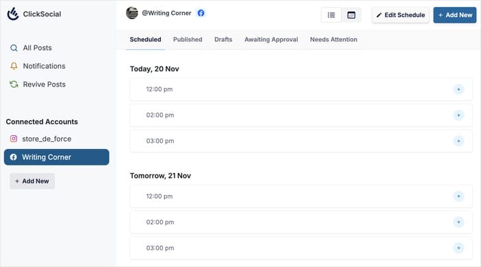 facebook calendar for clicksocial