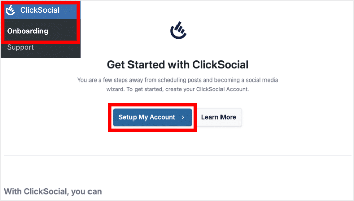 setup your clicksocial account