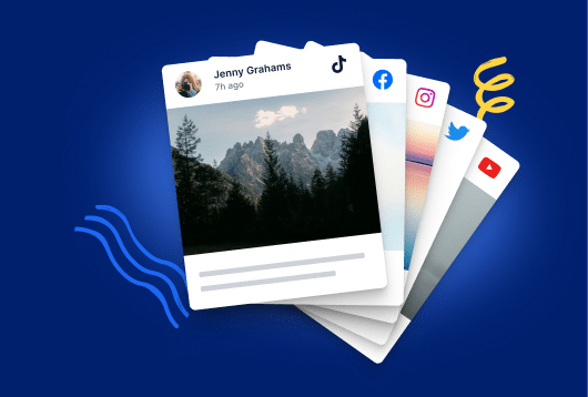 Combine feeds from Instagram, Facebook, Tiktok, Twitter, and YouTube