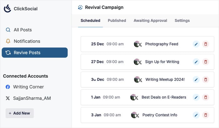 set posting times for post revival