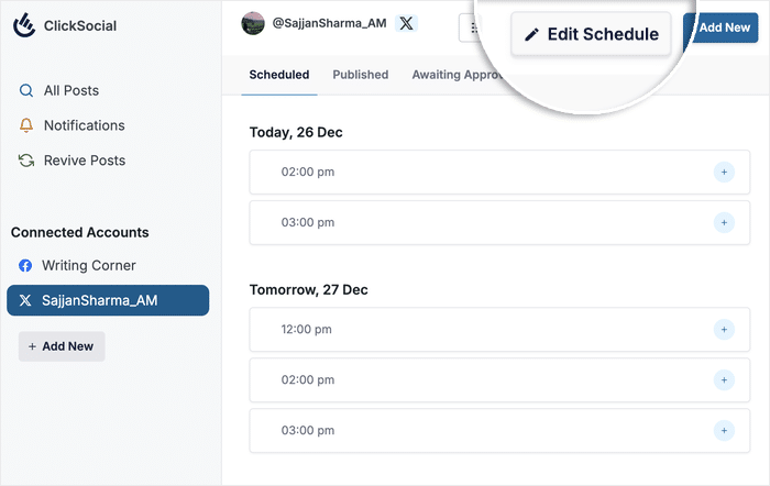 edit your tweeting schedule