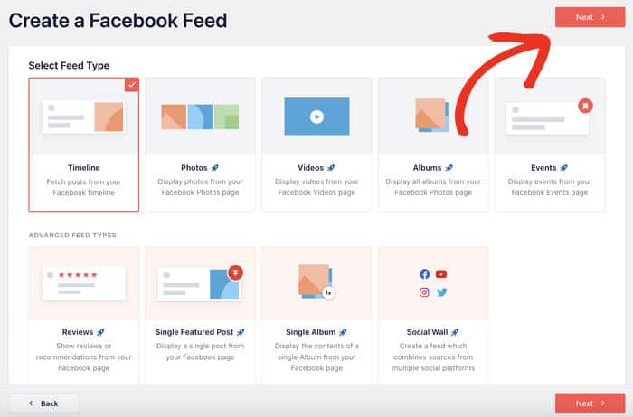 select facebook feed type