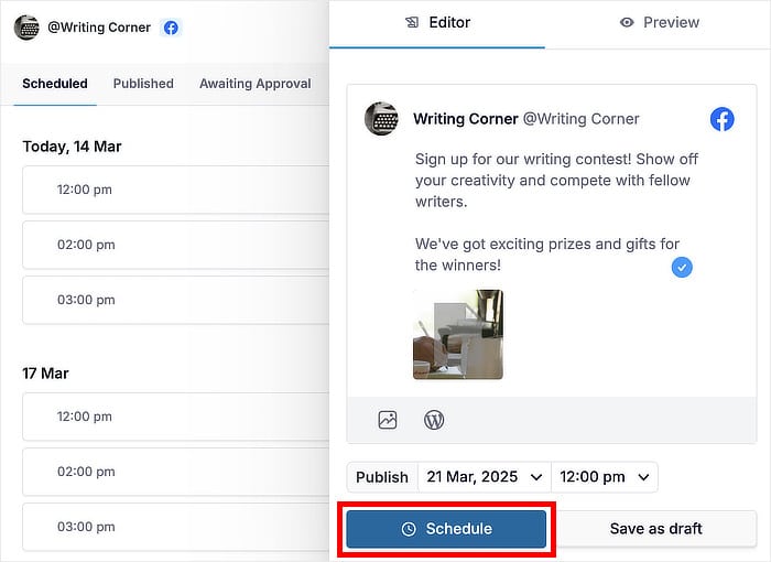 schedule your facebook video clicksocial