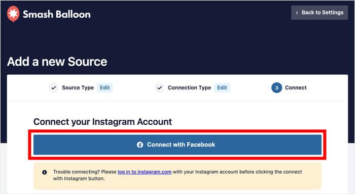connect your facebook account for hashtag feed