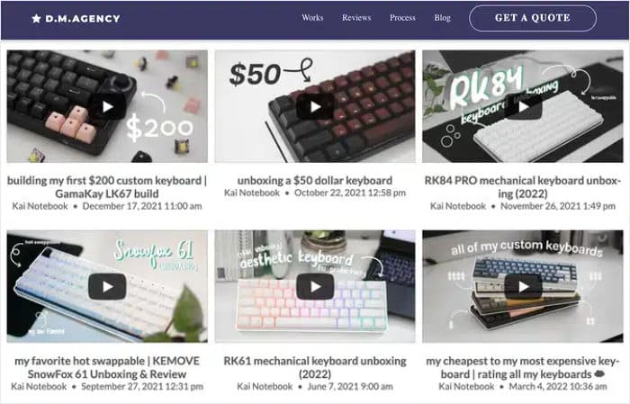 youtube feed on oxygen builder example