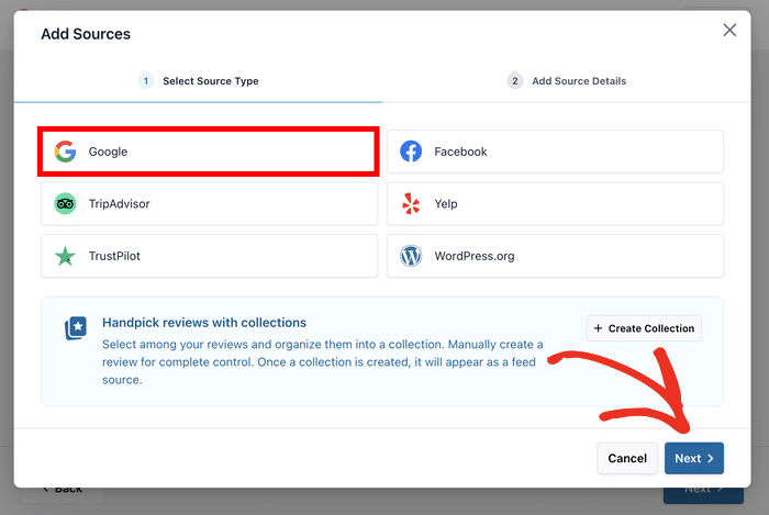 select google as your source