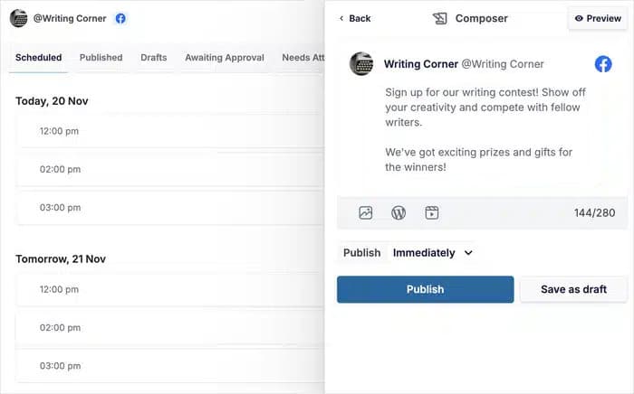 post composer for facebook scheduling