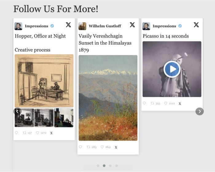 example of a twitter list feed on a site