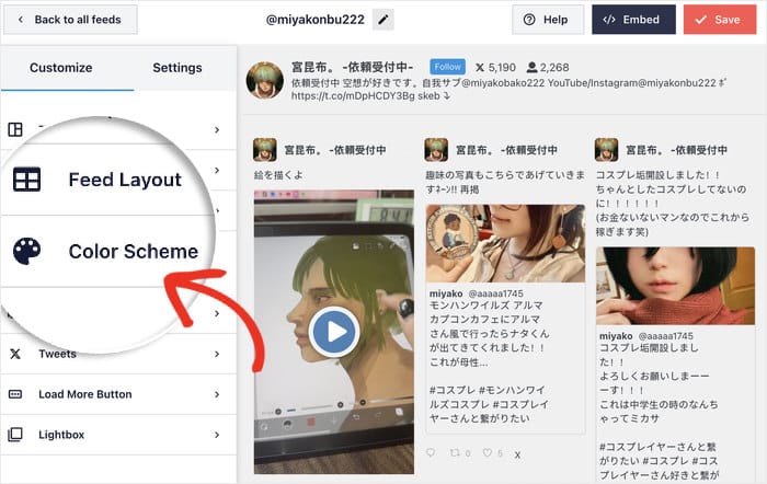 select the color scheme option for twitter livestream