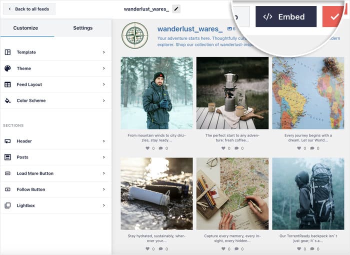 start embedding your instagram feed from the editor