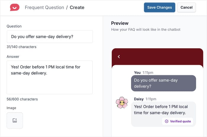 add a question to your faqs